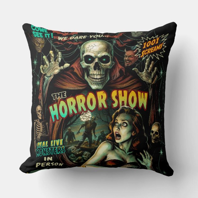 Almohada Retro de Terror Spook Show (Anverso)