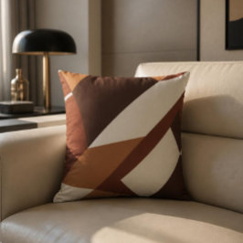 Almohada Retro Geométrica Marrón y Naranja