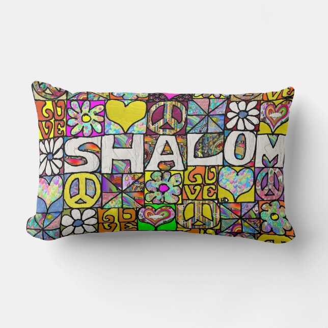 Almohada Retro Psicodélico Shalom Amor de los 60 (Anverso)