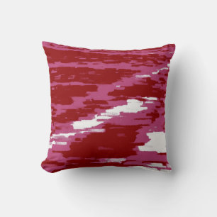 Almohada retro rosa roja abstracta de onda