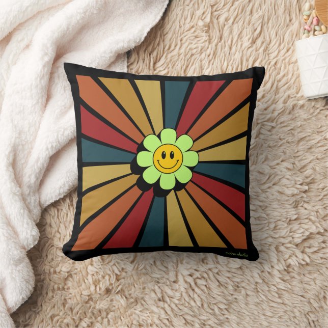 Almohada Retro Sonriente Floral (Manta)