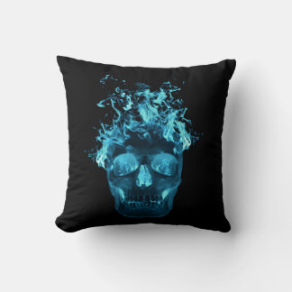 Almohada reversible calavera llameante azul