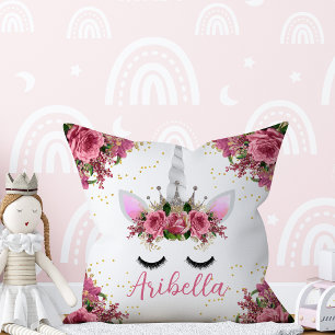 Almohada Reversible Cara de Unicornio Floral