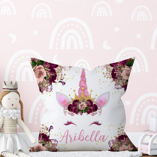 Almohada Reversible Cara de Unicornio Floral