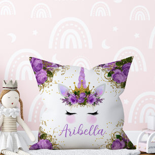 Almohada Reversible Cara de Unicornio Floral