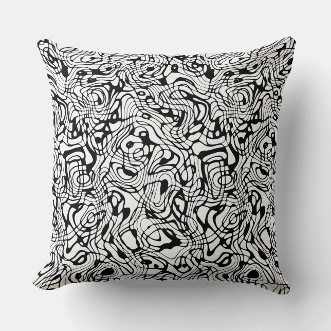 Almohada reversible con patrón errante blanco/negr (Anverso)