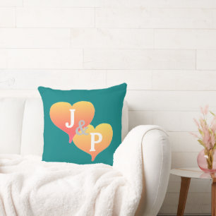 Almohada reversible corazón puesta de sol monocrom