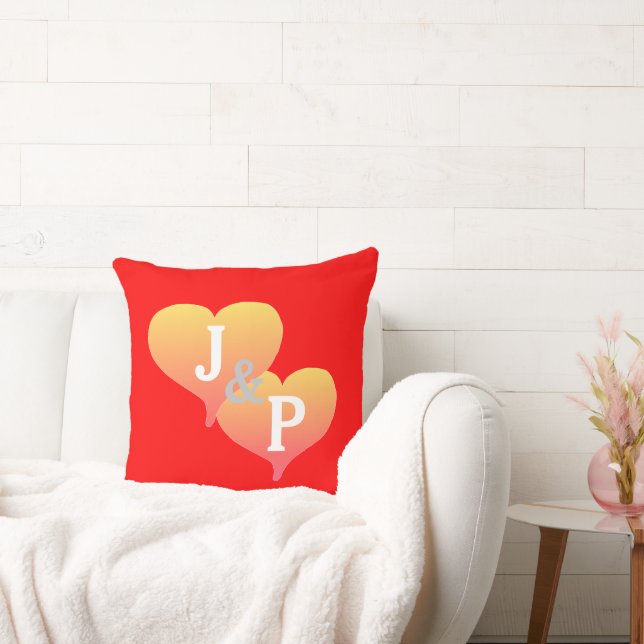 Almohada Reversible Corazones Puesta de Sol Novia  (Sofá)