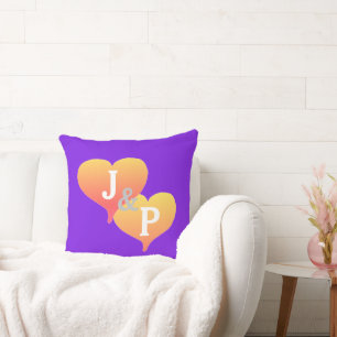 Almohada Reversible Corazones Púrpura Atardecer No