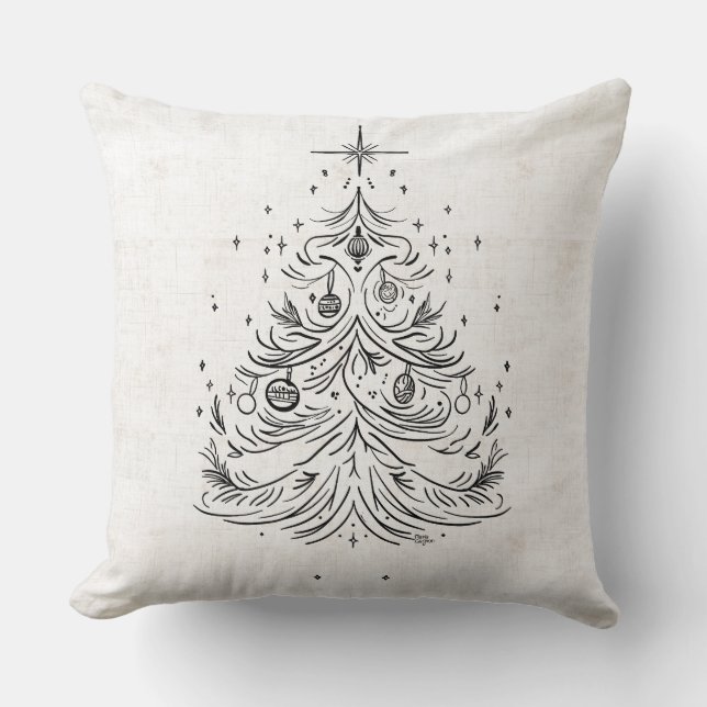 Almohada reversible de árbol y festividad estelar (Anverso)