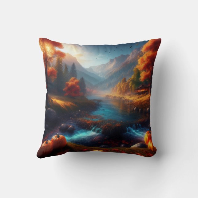 Almohada reversible de arte de otoño / Bruja de ca (Reverso)