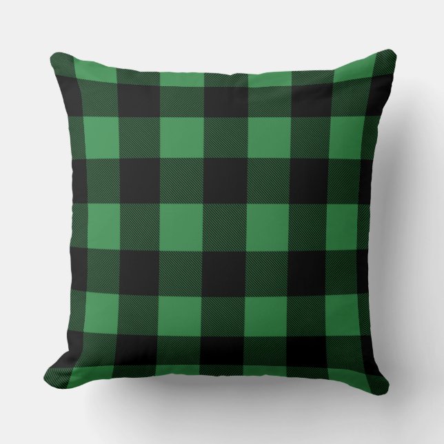 Almohada reversible de búfalo verde/ oliva (Anverso)