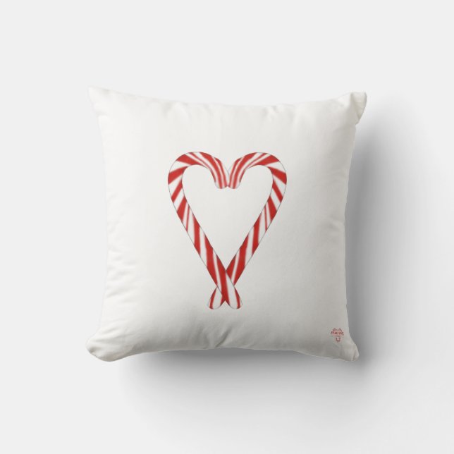 Almohada reversible de corazones y bastones de car (Anverso)