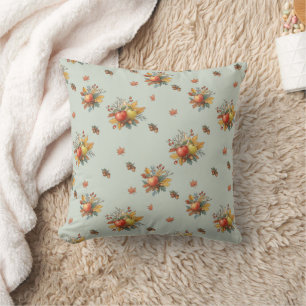 Almohada reversible de cosecha de otoño: beige y v