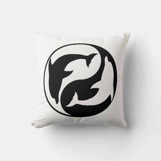 Almohada Reversible de Delfines Yin Yang (Anverso)