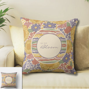Almohada reversible de flores con el mensaje Deja