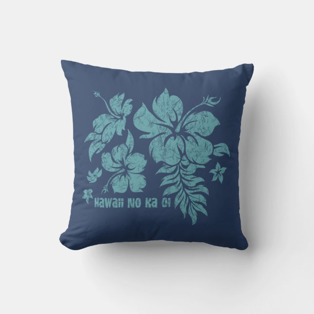 Almohada reversible de flores de Hibisco Pareau ha (Anverso)