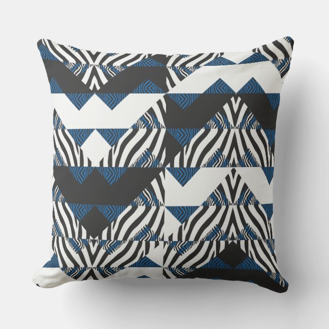 Almohada reversible de impresión en animales azule (Anverso)