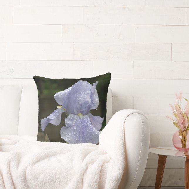 Almohada Reversible de Iris Azules con Gotitas de  (Sofá)