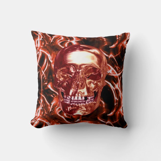 Almohada reversible de la calavera cromada eléctri (Anverso)