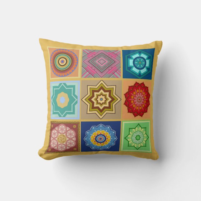 Almohada reversible de manta de colchas de campo (Anverso)