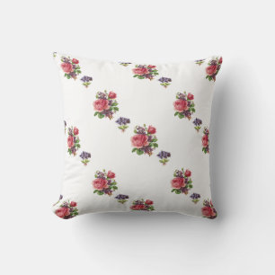 Almohada reversible de ramos de violetas y rosas