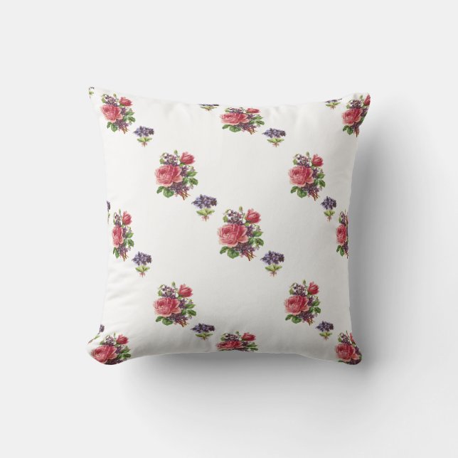 Almohada reversible de ramos de violetas y rosas (Anverso)
