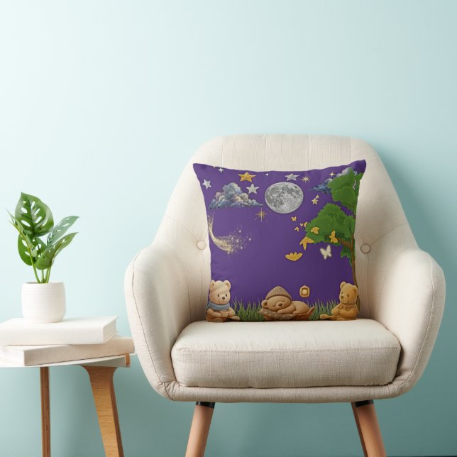 Almohada reversible de teddy con tema de día y noc (Silla)