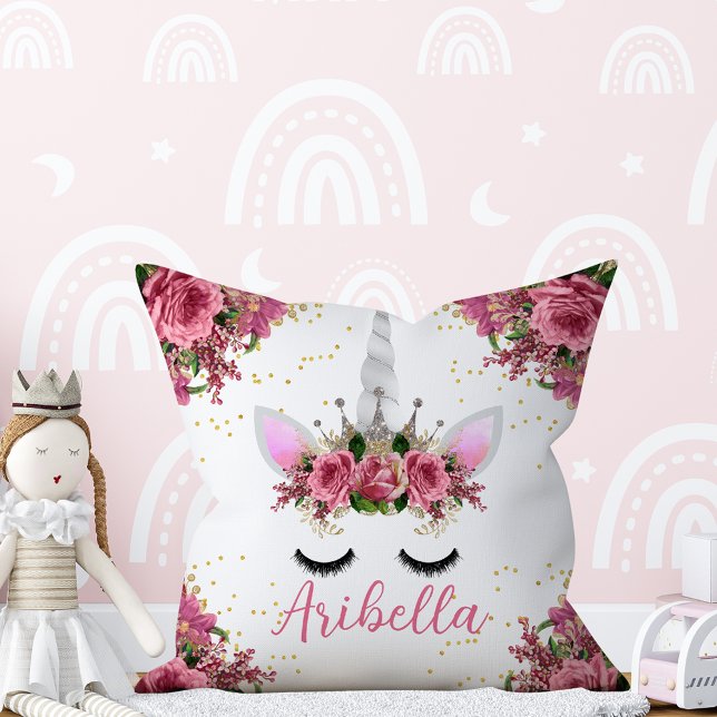 Almohada reversible de unicornio floral (Subido por el creador)