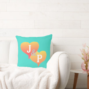 Almohada reversible del Coral Turquesa Bride Groom