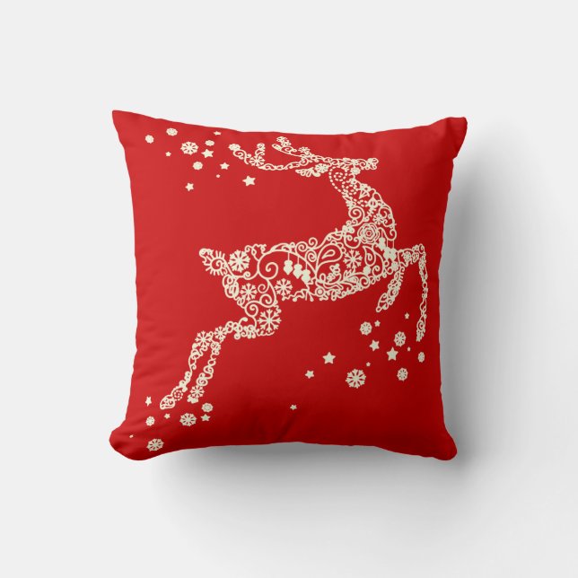 Almohada reversible del navidad del reno del copo (Anverso)