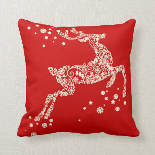 Almohada reversible del navidad del reno del copo