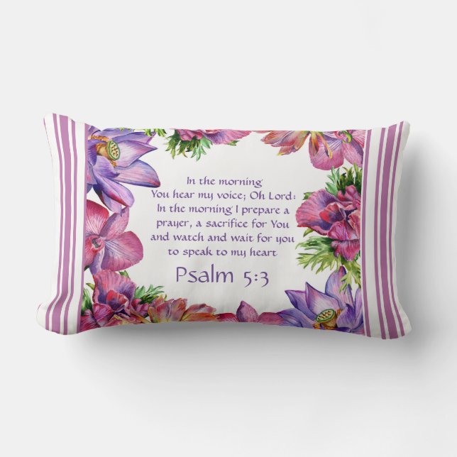 Almohada reversible Floral Pink Stripe Salmo 5:3 (Anverso)