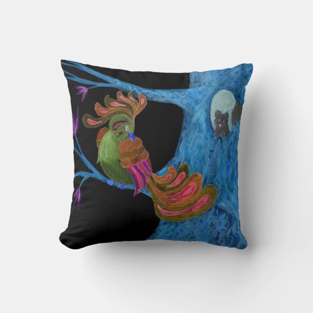 Almohada reversible - Pájaro de fantasía - Noche y (Anverso)