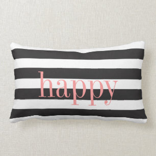 Almohada reversible rayada blanco y negro de la