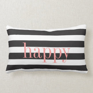 Almohada reversible rayada blanco y negro de la