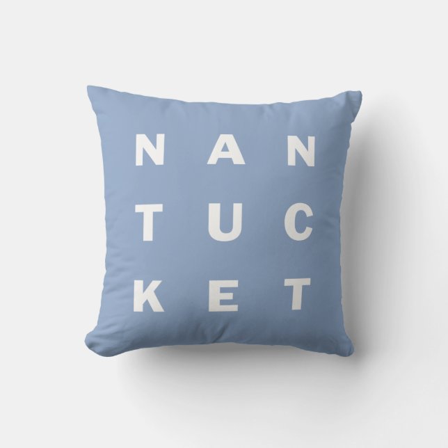 Almohada reversible tipográfica azul de NANTUCKET (Anverso)