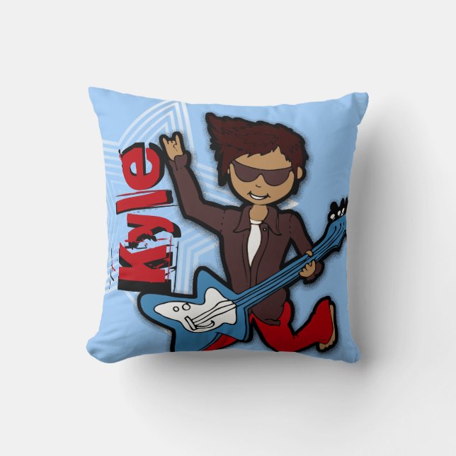 Almohada rockstar conocida del azul del muchacho (Anverso)
