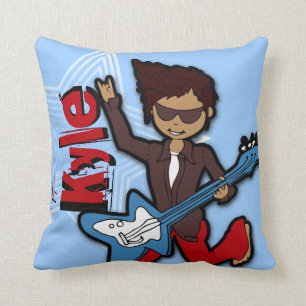 Almohada rockstar conocida del azul del muchacho