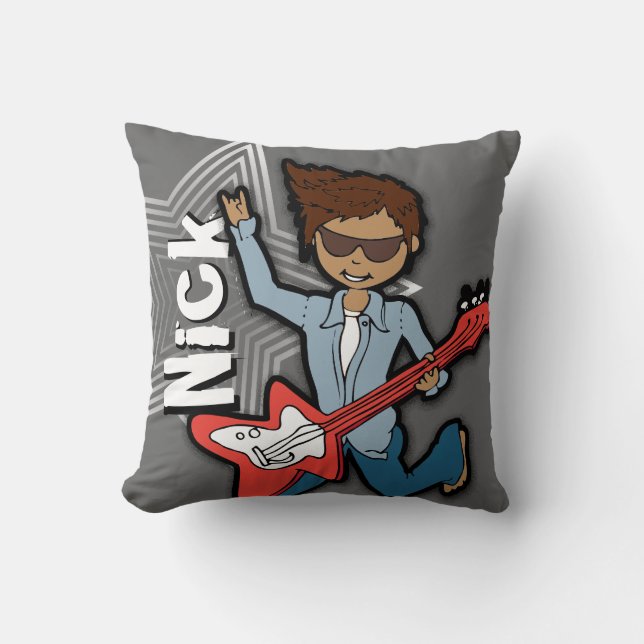 Almohada rockstar conocida del gris del muchacho (Anverso)