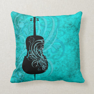 Almohada rococó verde azulada del violoncelo