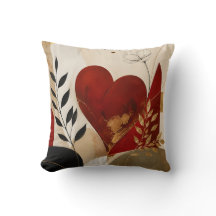 Almohada Roja Abstracta de Lujo con Corazón
