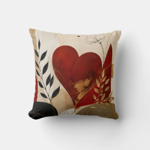 Almohada Roja Abstracta de Lujo con Corazón