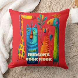 Almohada Roja Abstracta Safari Pals para Niños