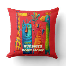 Almohada Roja Abstracta Safari Pals para Niños