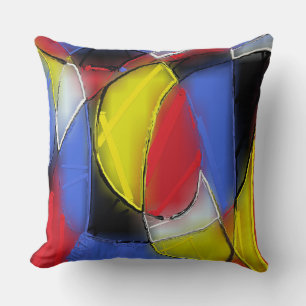 almohada roja, amarilla, negra y azul