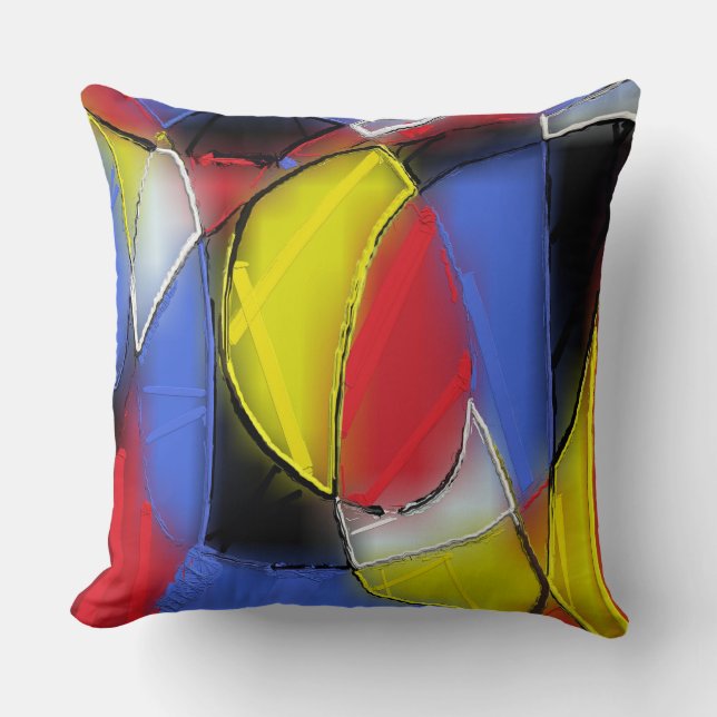 almohada roja, amarilla, negra y azul (Anverso)