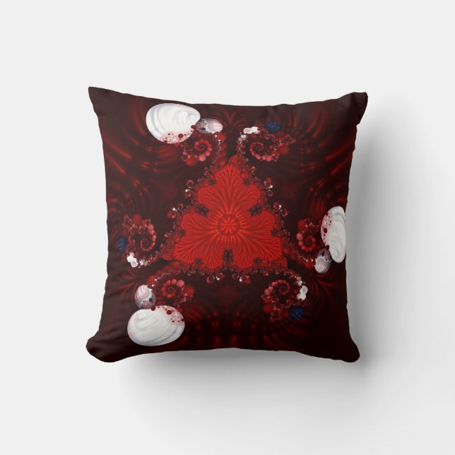 almohada roja blanca y azul de arte fractal (Anverso)