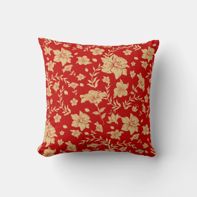 Almohada roja con acentos dorados (Anverso)