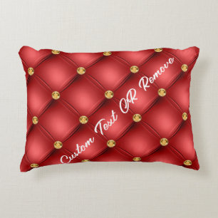 Almohada Roja con Borla Dorada Texto Personalizado
